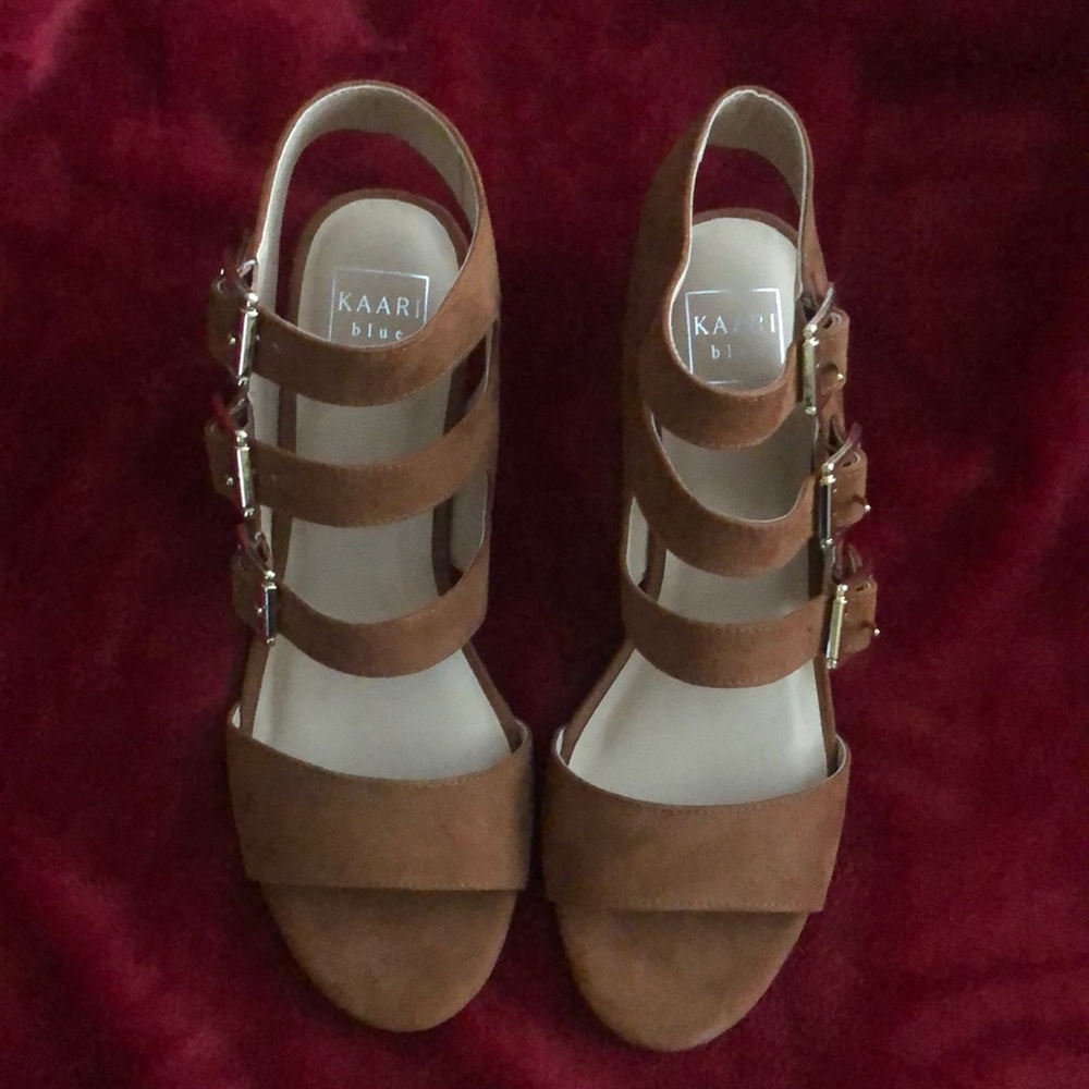 Kaari Blue Cognac Suede Alanna Shoes Size 10M